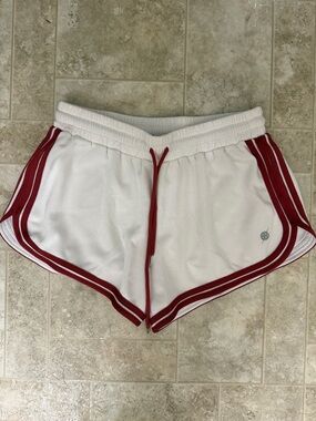 Pickeltini Serena Retro Pickleball Shorts with Red Trim and Drawstring Detail